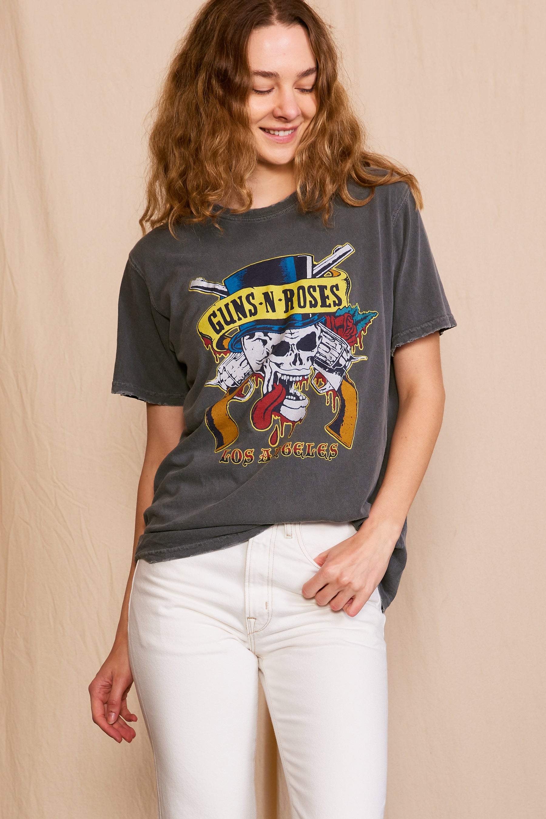 Guns N Roses Los Angeles Top Hat Skull Tee