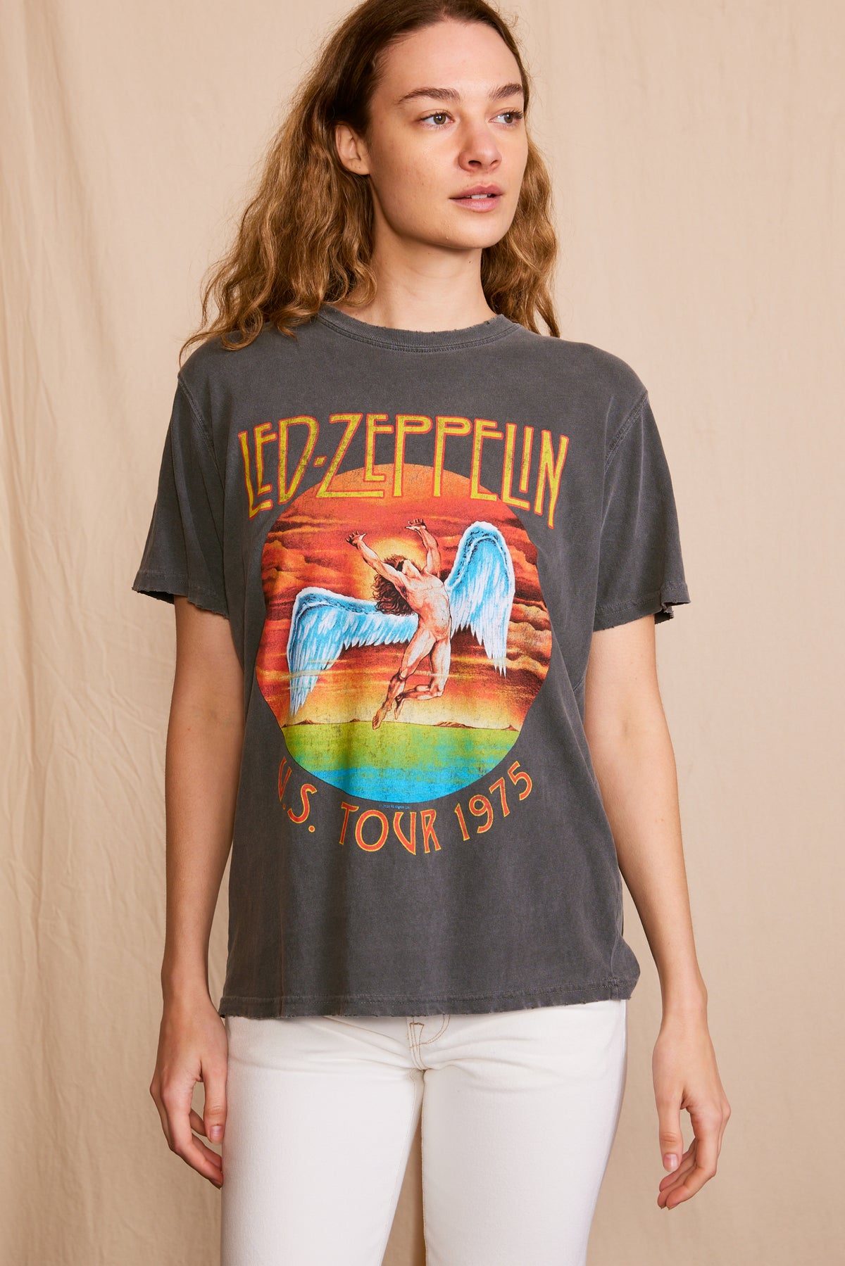 Led Zeppelin 'U.S Tour 1975' Sunkissed Gray Tee