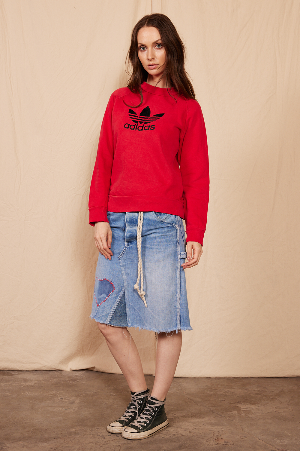 Vintage denim midi clearance skirt