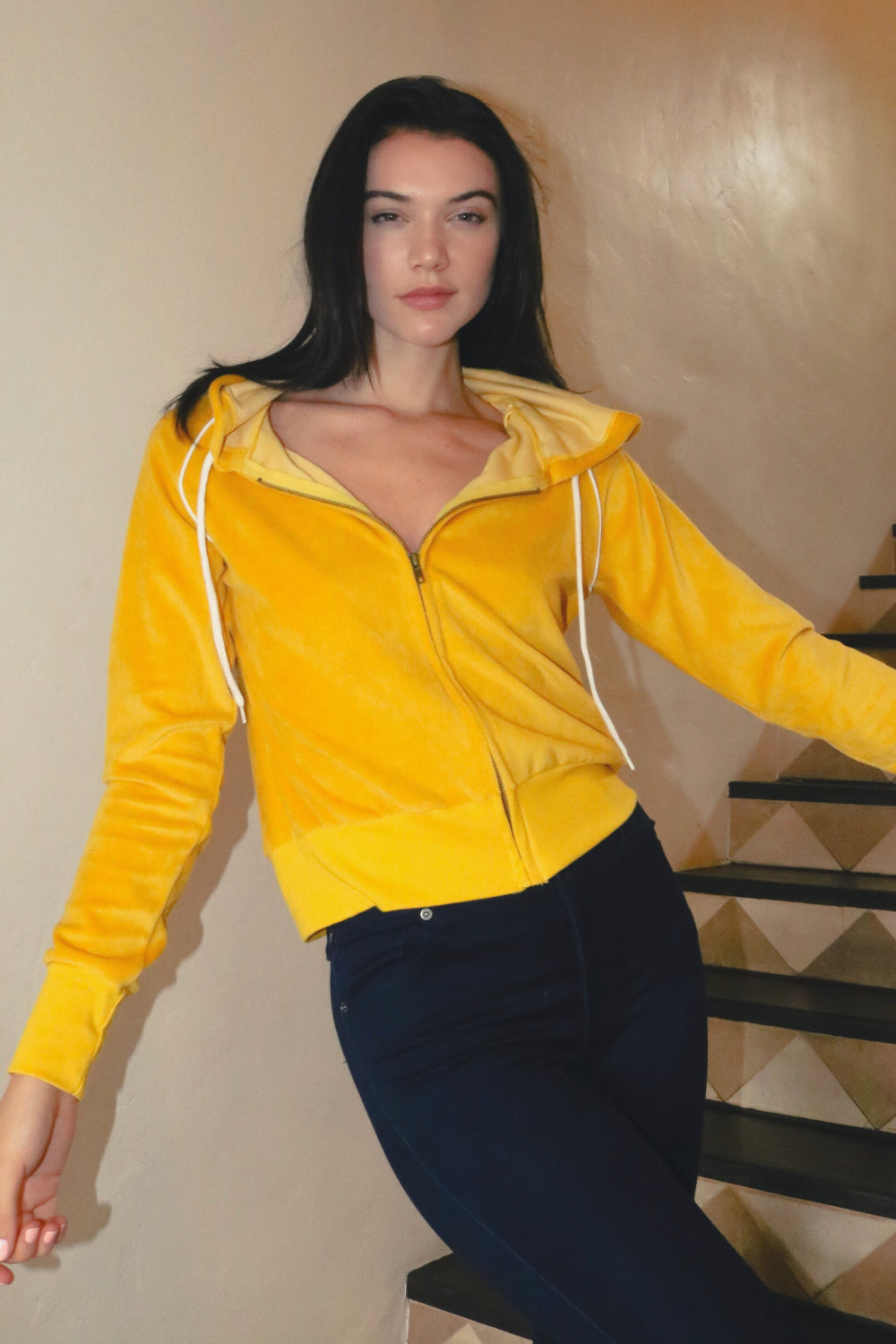 Yellow zip up on sale top