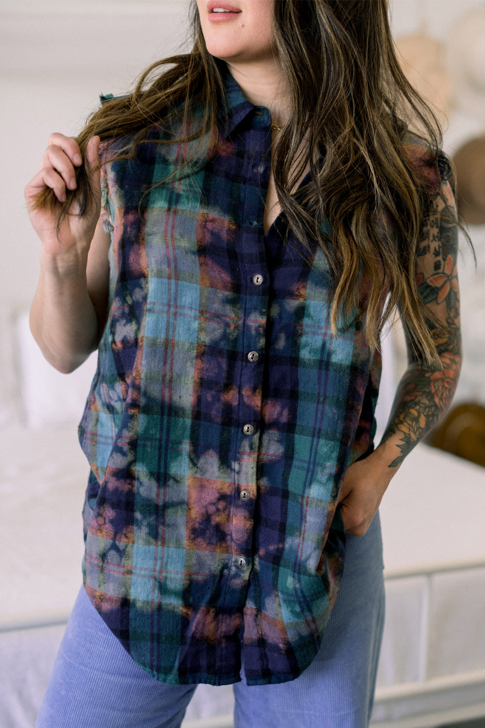 Sleeveless Acid Flanel