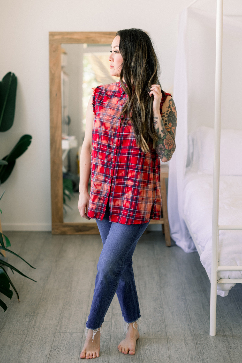Sleeveless Acid Flanel