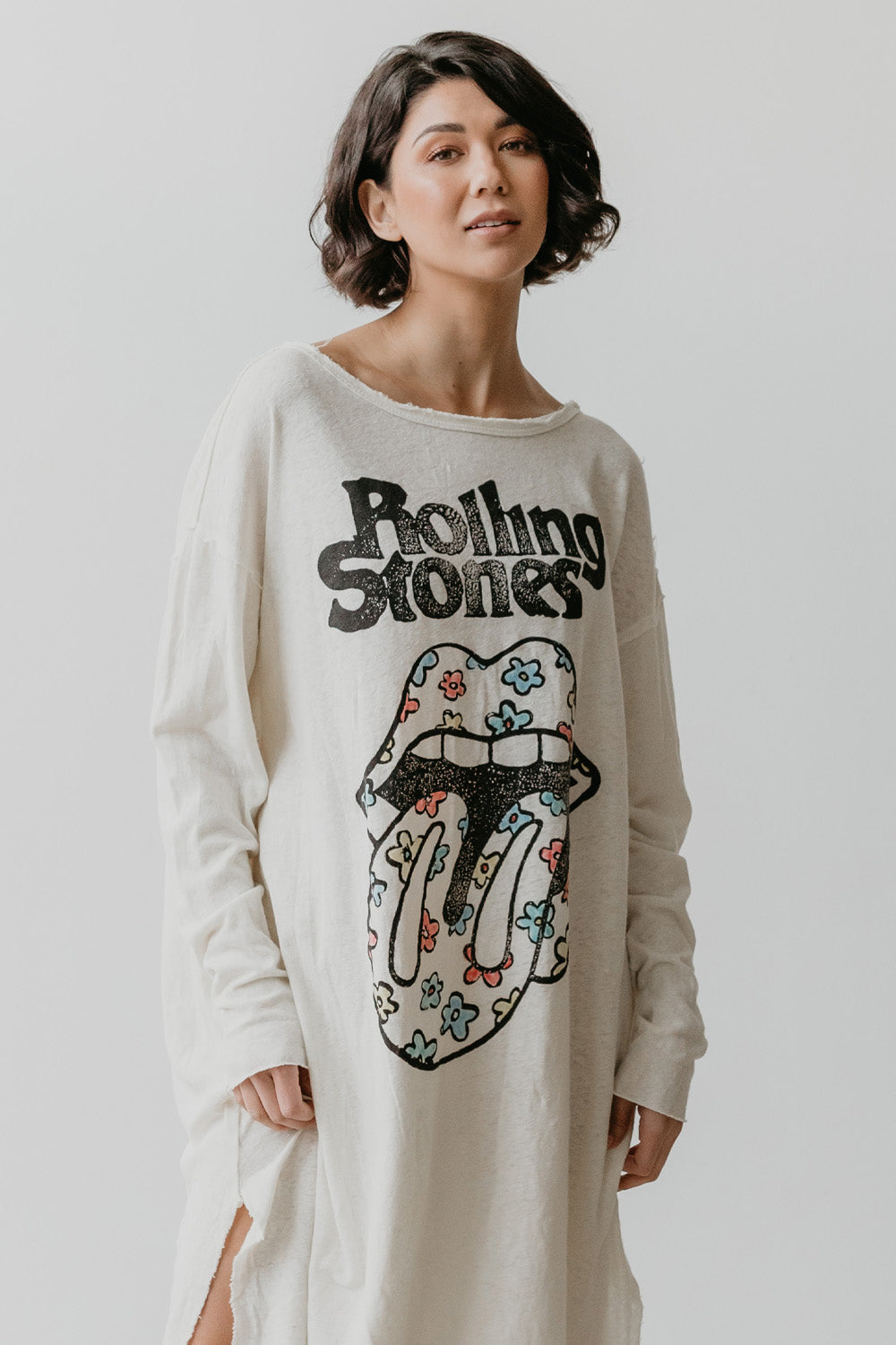 rolling stones oversized t shirt dress Rolling Stones Graphic Oversized T-Shirt Dress medium