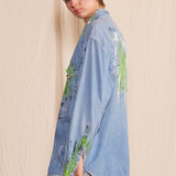 Artisan Hand-Painted Urban Graffiti Denim Shirt