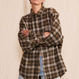 Artisan Hand-Painted Abstract Harmony Plaid Shirt