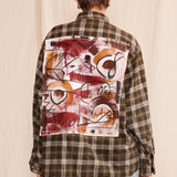 Artisan Hand-Painted Abstract Harmony Plaid Shirt