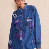 Artisan Hand-Painted Midnight Muse Denim Shirt