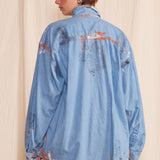 Artisan Hand-Painted Sunset Splash Denim Shirt
