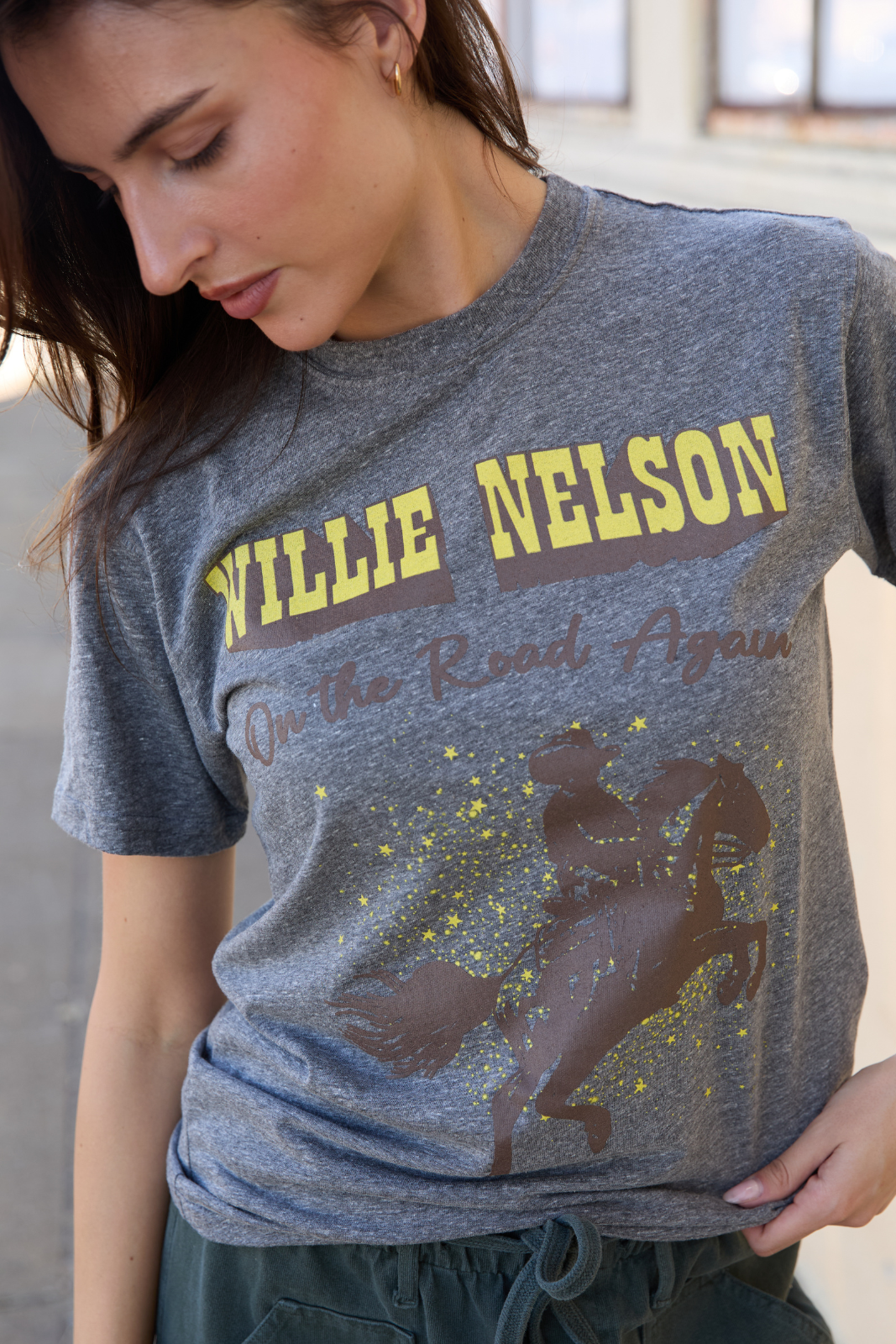 Willie Nelson On The Road Heather Tee