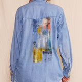 Artisan Hand-Painted Autumn Aurora Denim Shirt