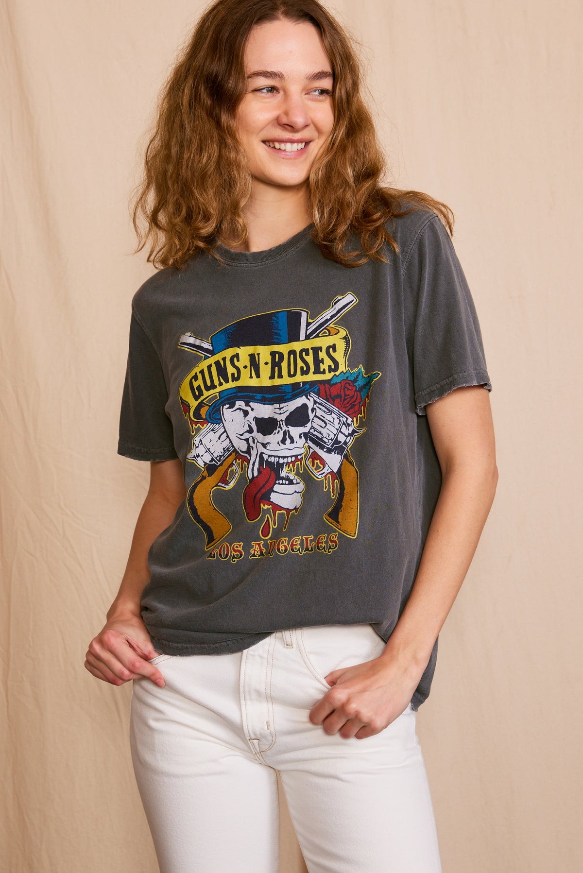 Guns N Roses Los Angeles Top Hat Skull Tee