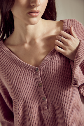 Henley Waffle Top