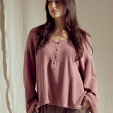 Henley Waffle Top