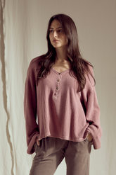 Henley Waffle Top