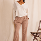 Henley Waffle Top