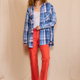 Artisan Hand-Painted Kindness Canvas Plaid Shirt