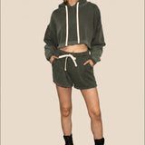 The Bonnie Cropped Hoodie - Olive