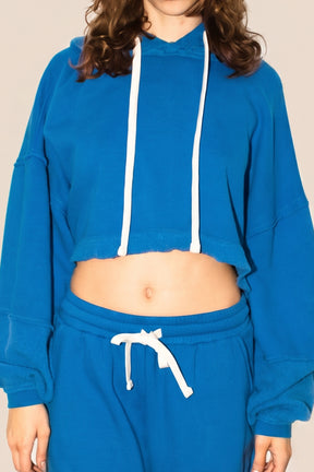 The Bonnie Cropped Hoodie - Cobalt