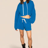 The Bonnie Cropped Hoodie - Cobalt