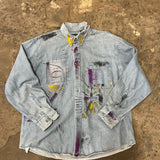 Artisan Hand-Painted Abstract Brushstroke Denim Shirt