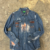 Artisan Hand-Painted Urban Ember Denim Shirt