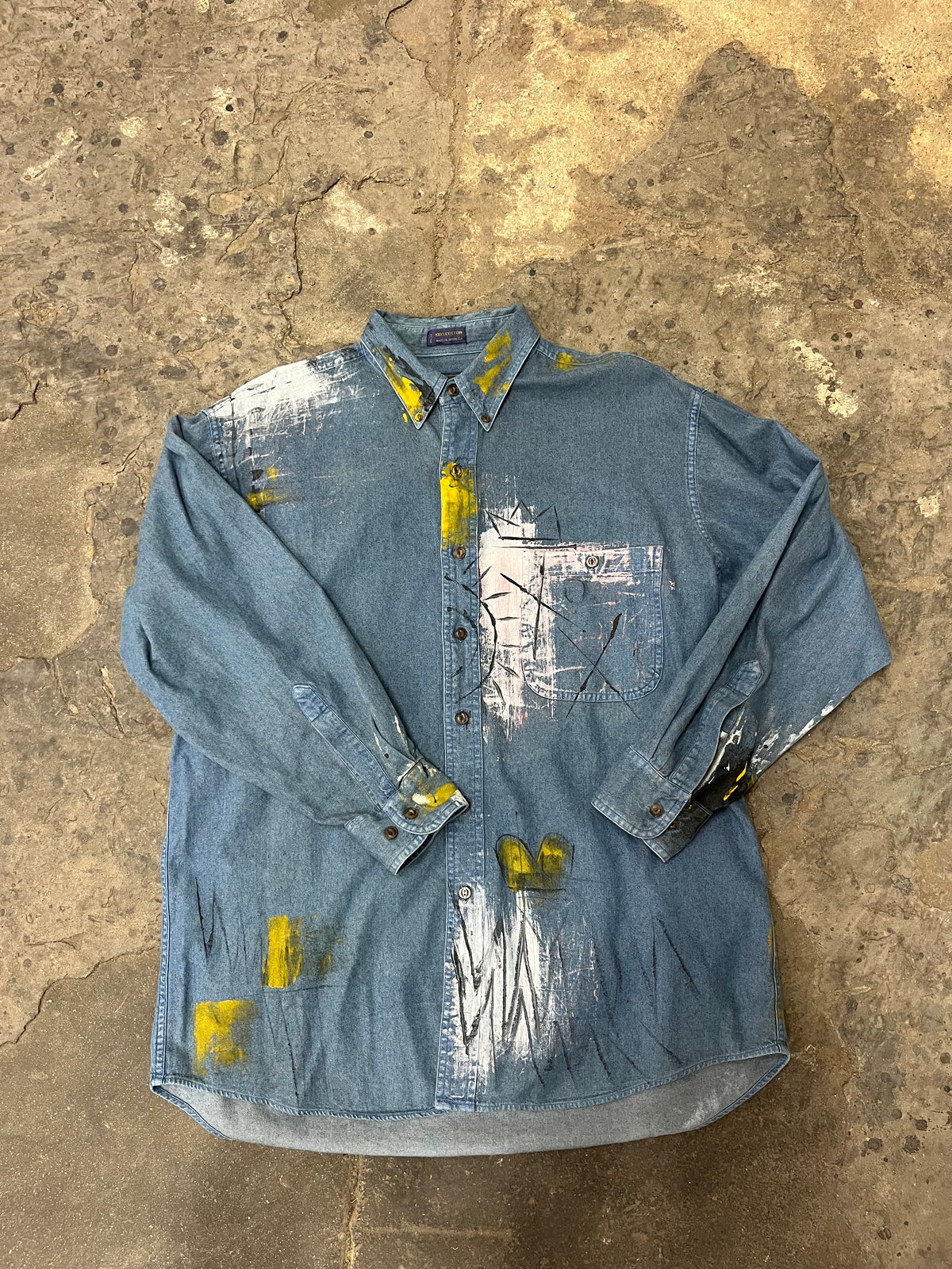 Artisan Hand-Painted Avant-Garde Canvas Denim Shirt