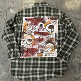 Artisan Hand-Painted Abstract Harmony Plaid Shirt