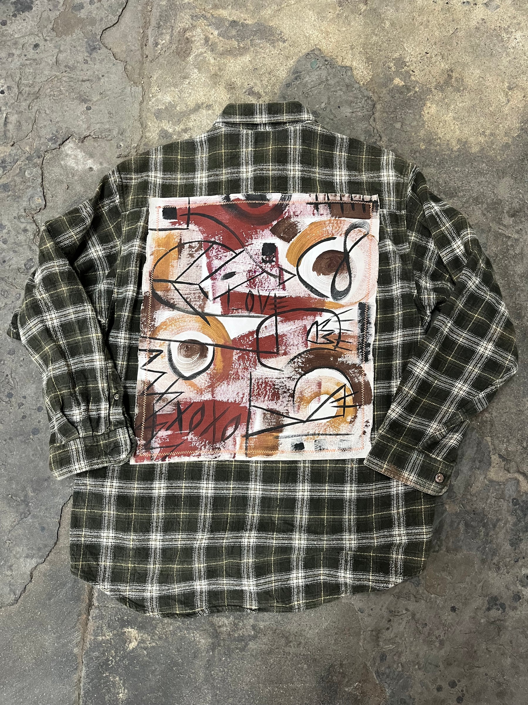 Artisan Hand-Painted Abstract Harmony Plaid Shirt