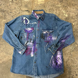 Artisan Hand-Painted Midnight Muse Denim Shirt