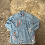 Artisan Hand-Painted Autumn Blaze Denim Shirt