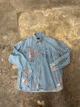 Artisan Hand-Painted Autumn Blaze Denim Shirt