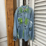 Artisan Hand-Painted Urban Graffiti Denim Shirt