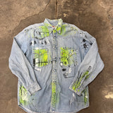 Artisan Hand-Painted Urban Graffiti Denim Shirt