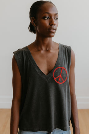 Peace Embroidered Tank