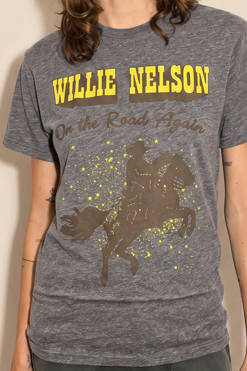 Willie Nelson On The Road Heather Tee