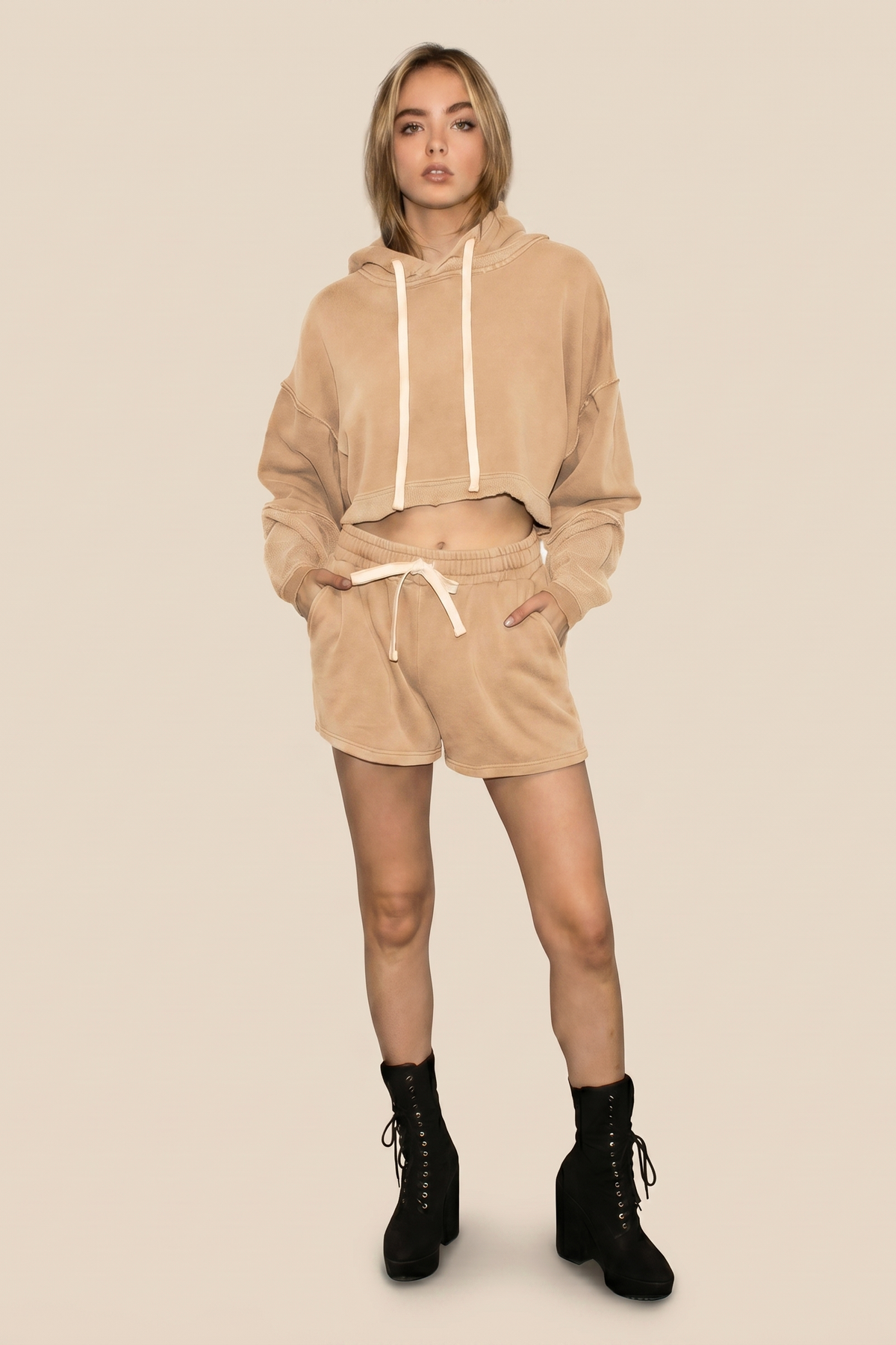 The Bonnie Cropped Hoodie - Bone