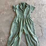 Artisan Hand-Painted Abstract Sage Jumpsuit