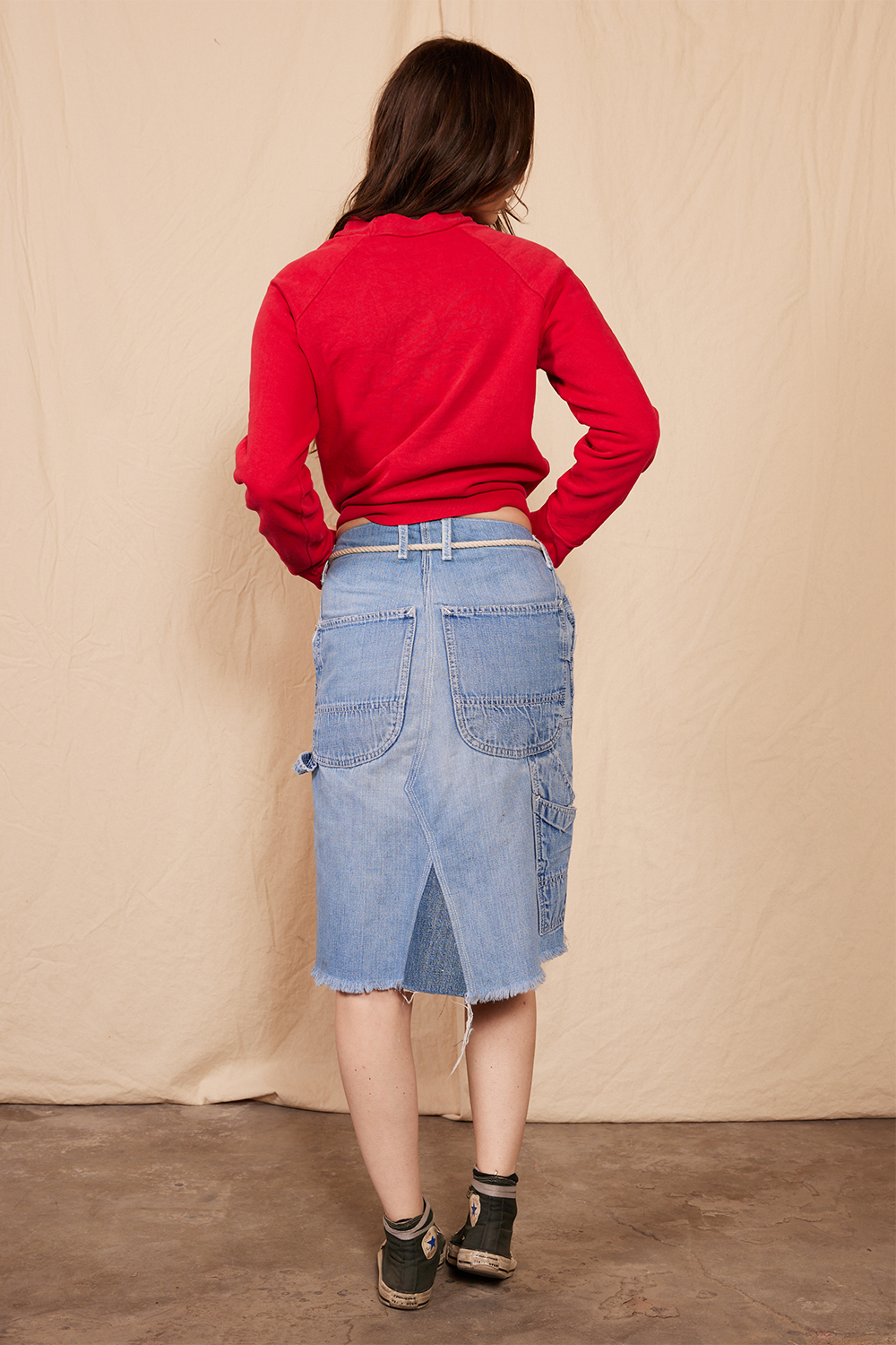 Vintage Reworked Carpenter Denim Midi Skirt
